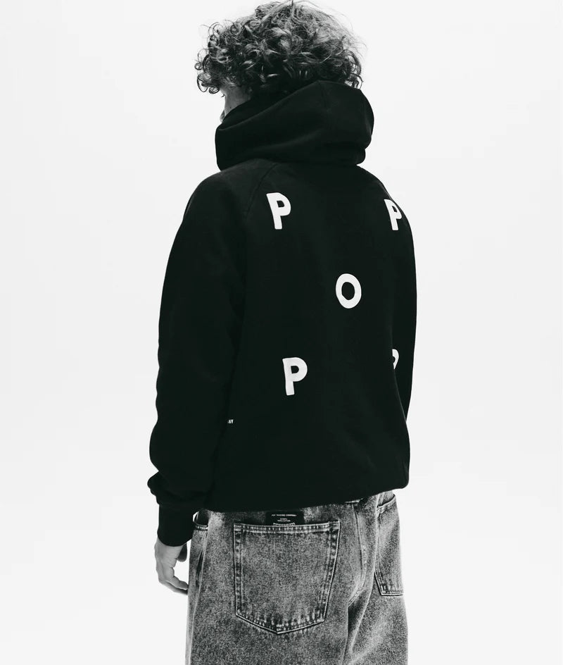 logo hooded sweat - black/white - Aura