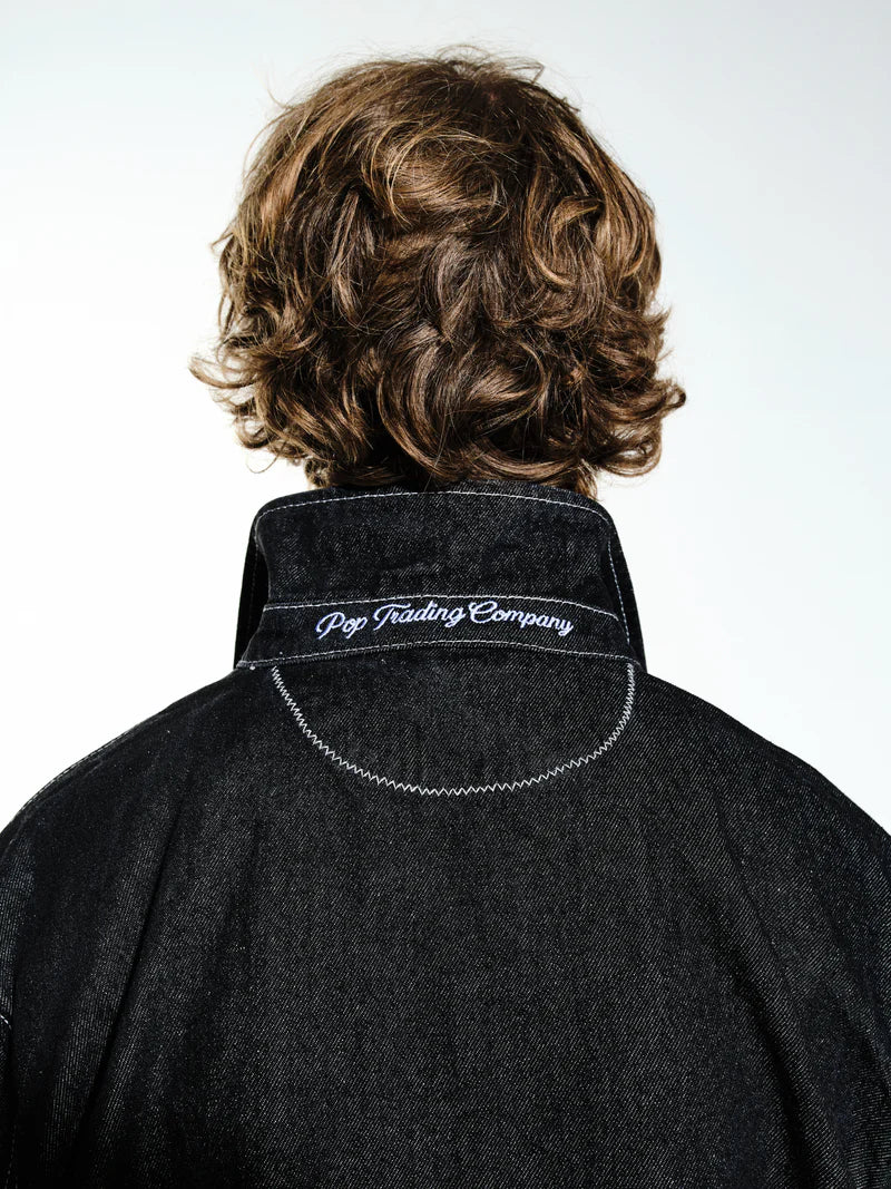 full button jacket - black denim - Aura