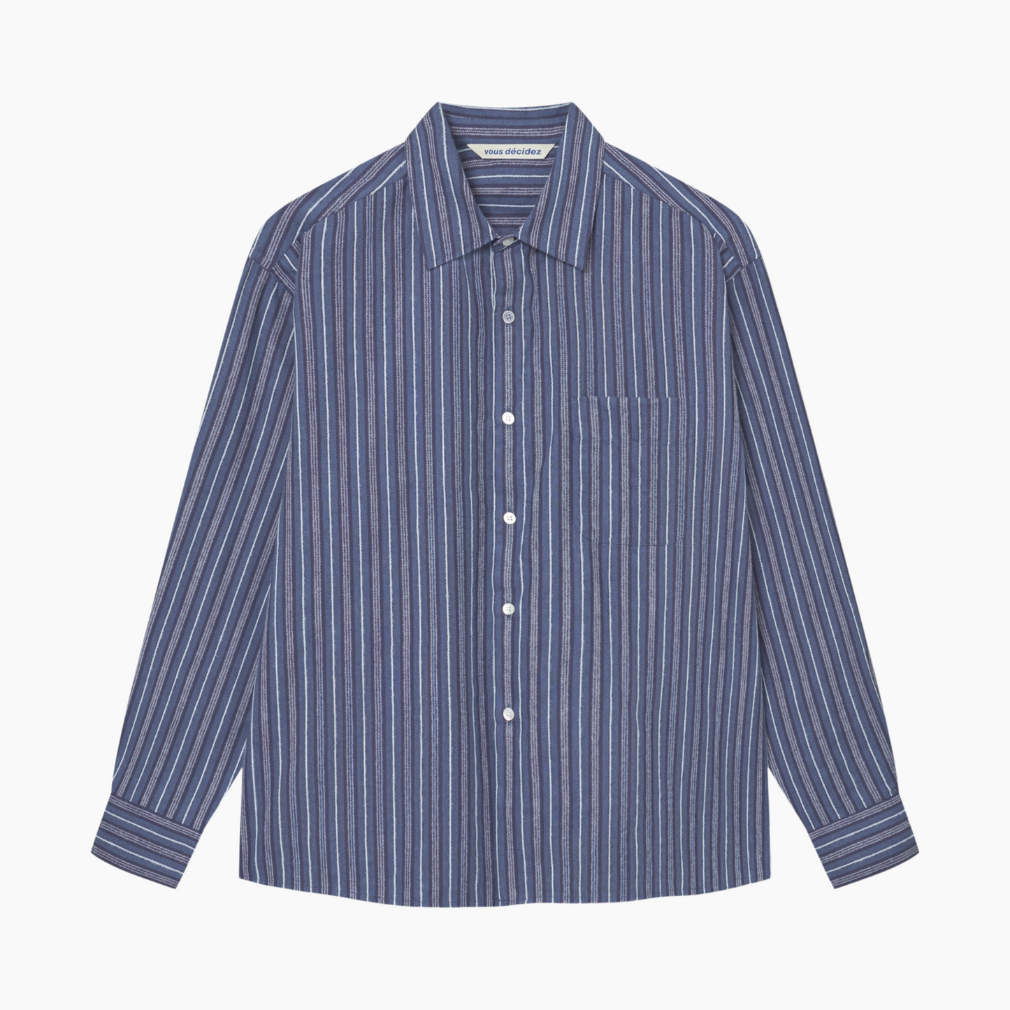 FLAT SHIRT - NAVY / BLUE / WHITE STRIPE - Aura