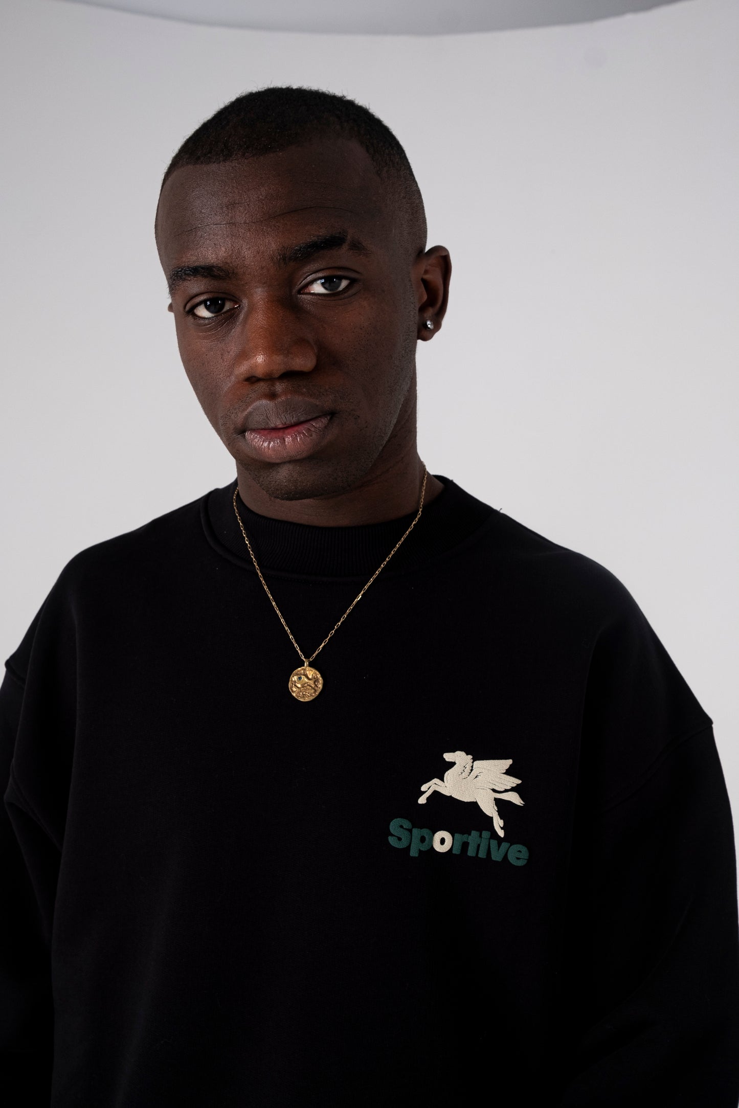 550G Premium black crewneck puff sprint - Aura