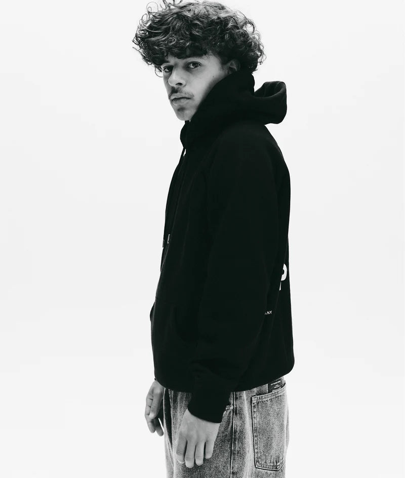 logo hooded sweat - black/white - Aura