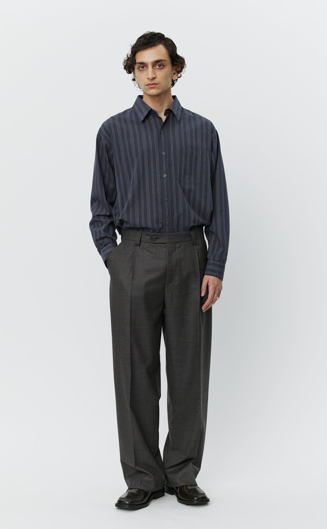 SERVICE TROUSERS - Warm Grey Twist Wool MFPEN