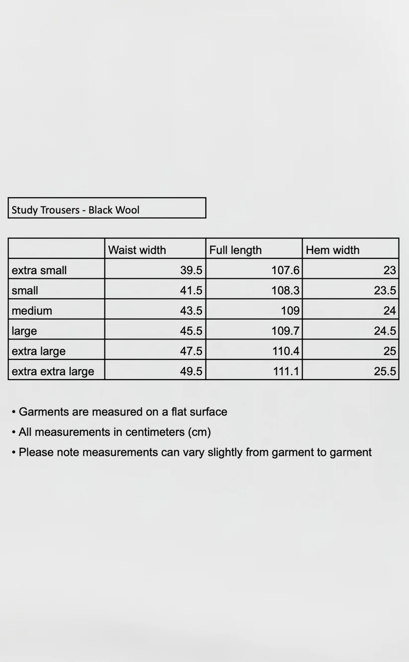 STUDY TROUSERS - Black Wool MFPEN