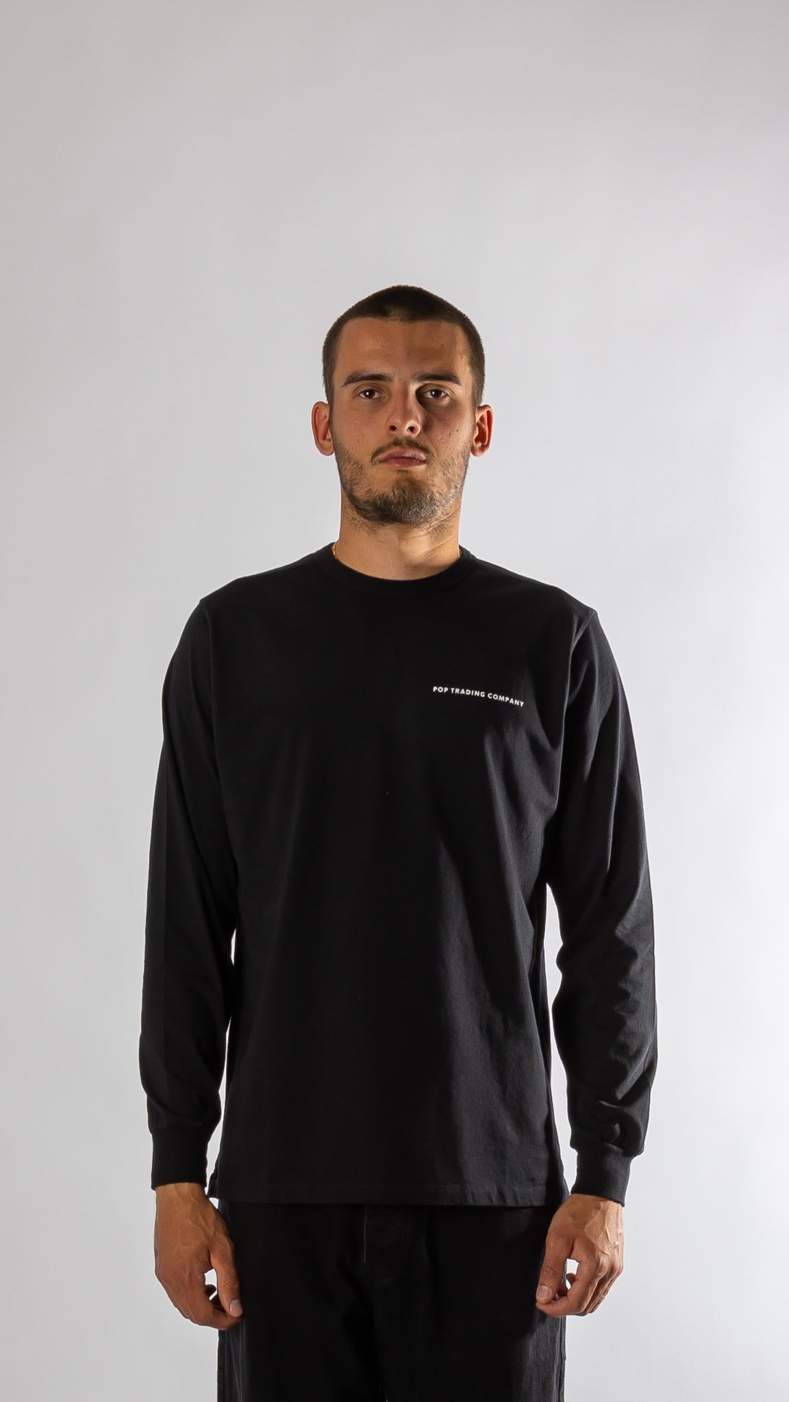 Logo longsleeve t-shirt - black/white Pop trading company