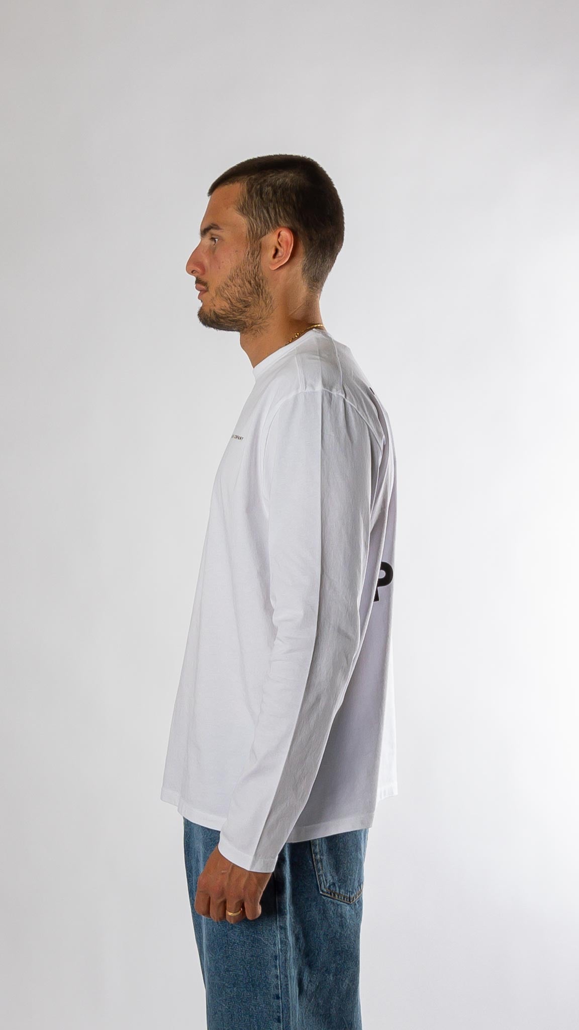 Logo longsleeve t-shirt - white/black Pop trading company