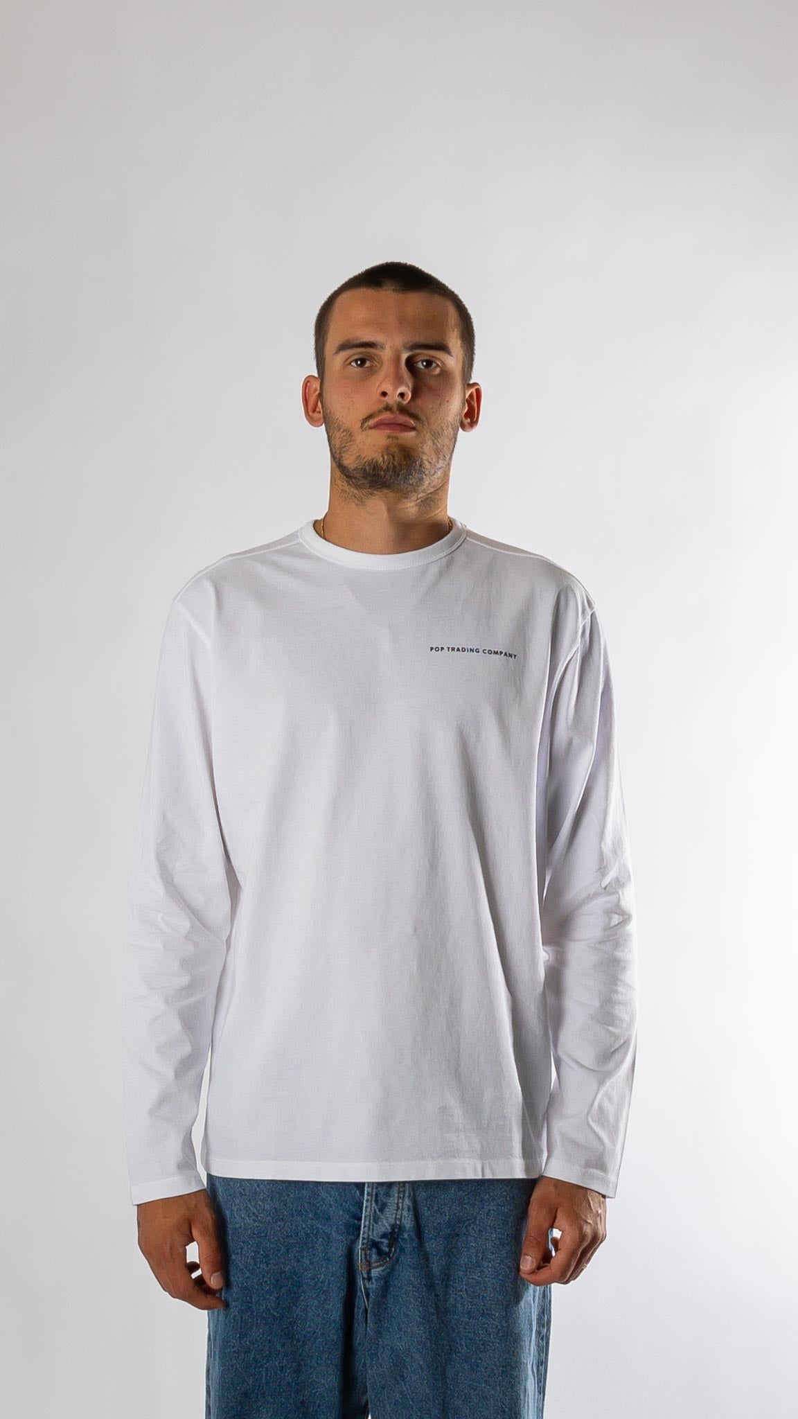 Logo longsleeve t-shirt - white/black Pop trading company
