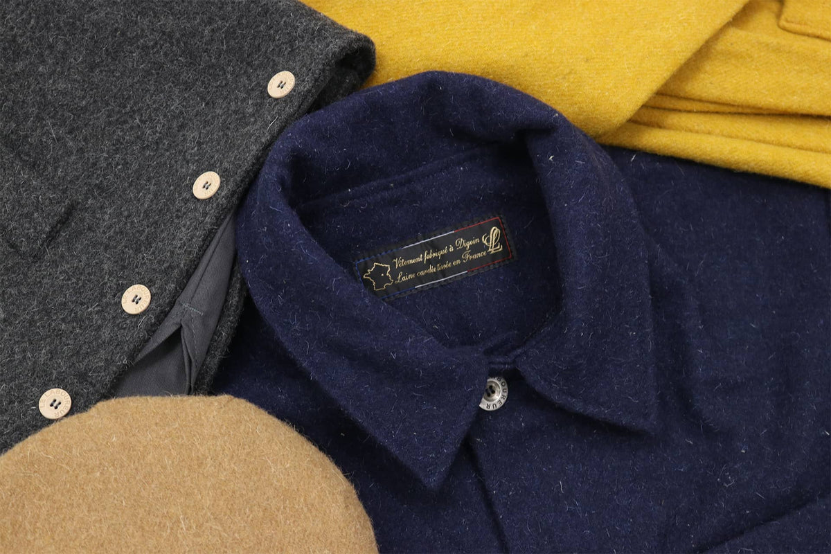 Veste de travail Le Laboureur en moleskine noire, veston fabriqué en France, chez Aura Store à Rennes