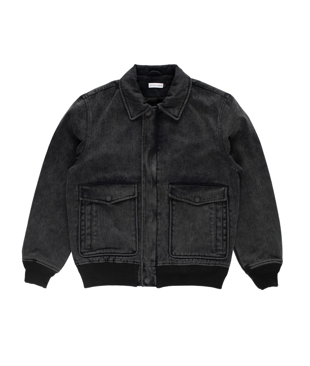 Veste Pop Trading Company Johnston Jacket black garment-dyed heavy washed — photo 1