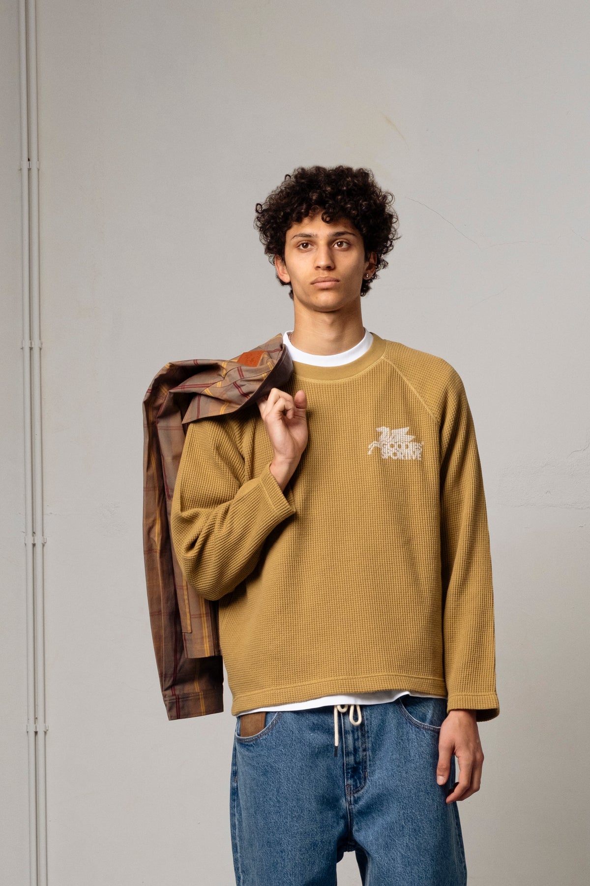 WAFFLE LONG SLEEVE - Olive Green GOODIES SPORTIVE - porté de face — photo 1
