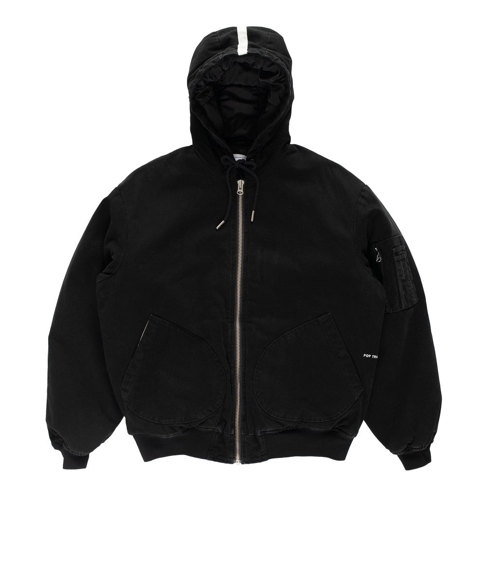 Bomber à capuche Pop Trading Company Hooded Flight Jacket black en coton — photo 1
