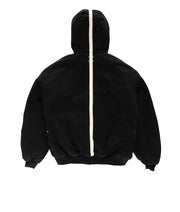 Dos du Pop Trading Company Hooded Flight Jacket black avec bande blanche contrastante
