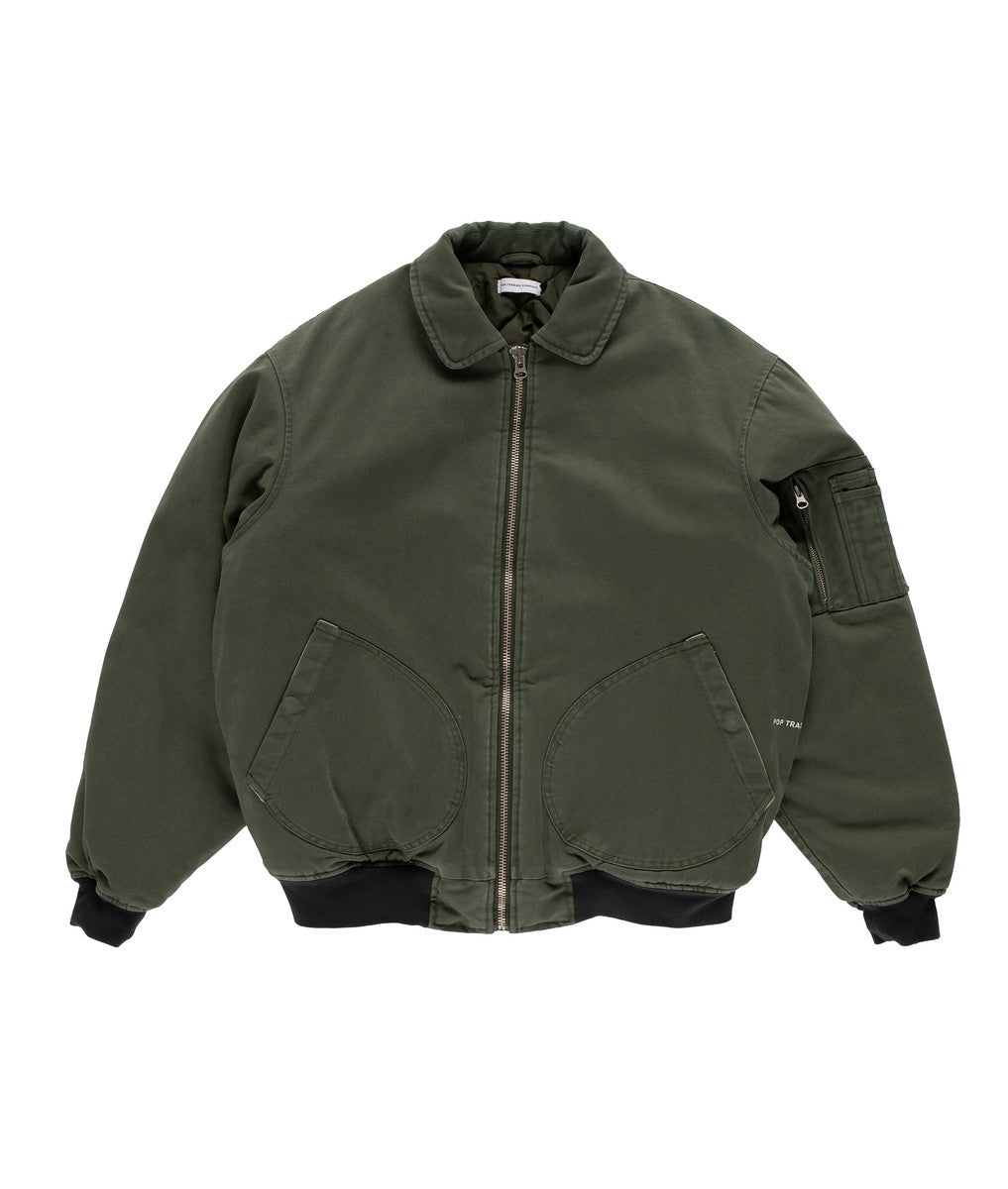 Bomber Pop Trading Company Flight Jacket thyme en toile de coton — photo 1