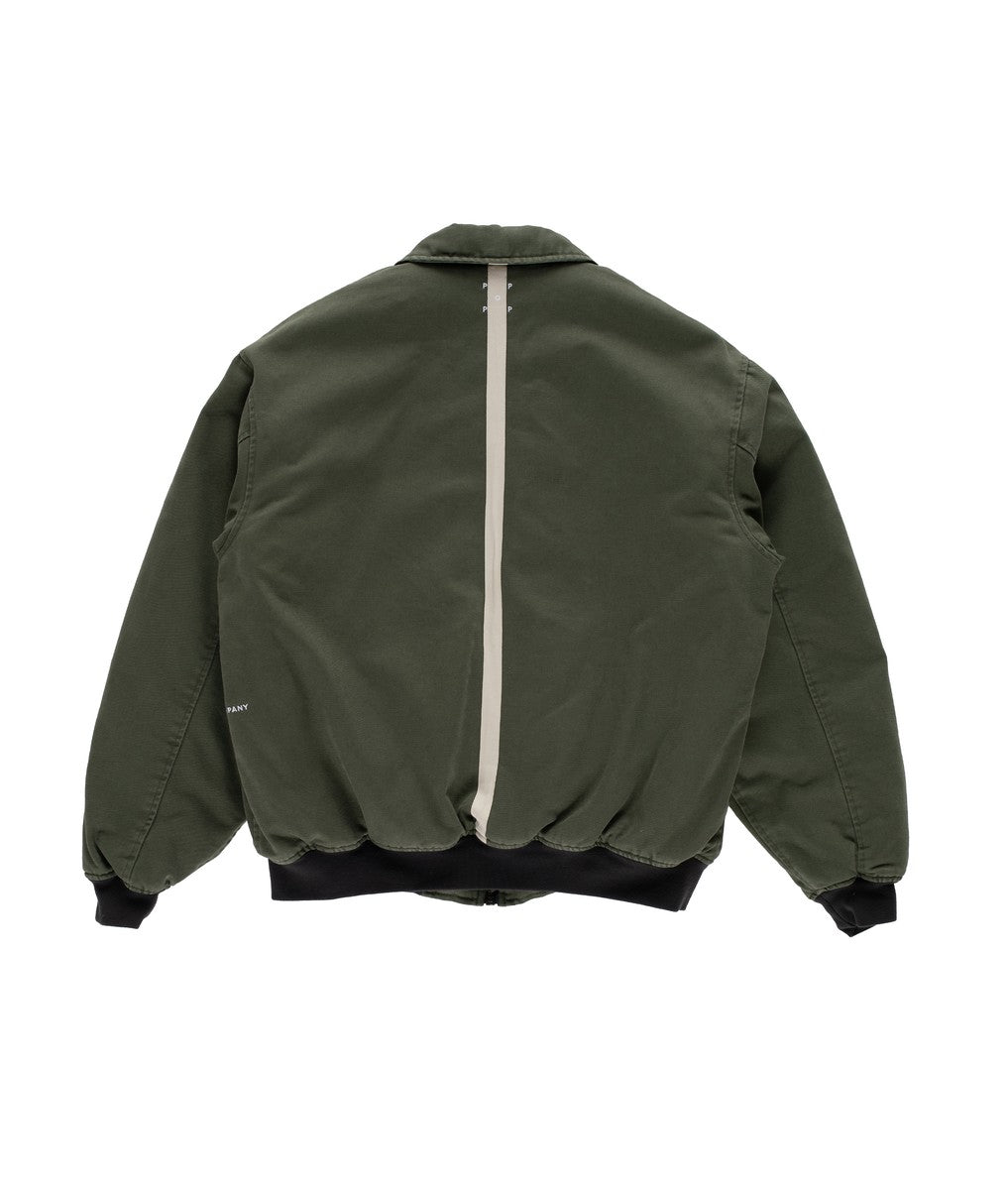 Dos du Pop Trading Company Flight Jacket thyme avec bande blanche contrastante — photo 2