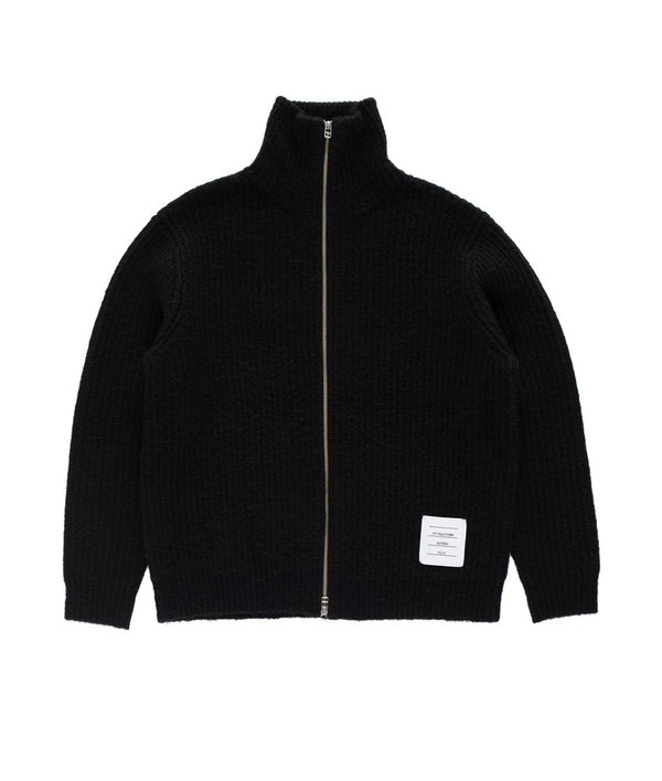 knitted full zip - black