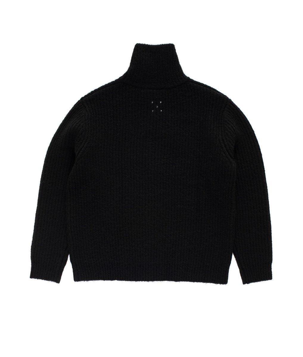 Dos du Pop Trading Company Knitted Full Zip black, col montant — photo 2