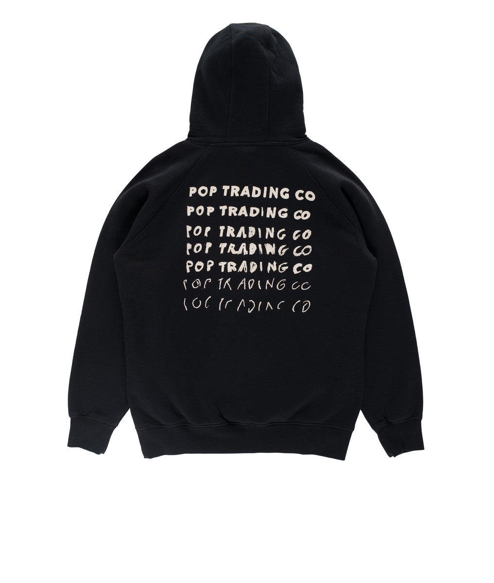 Dos du Pop Trading Company Sketchy Hooded Sweat black avec logo imprimé en tracé sketchy — photo 2
