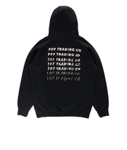 Dos du Pop Trading Company Sketchy Hooded Sweat black avec logo imprimé en tracé sketchy