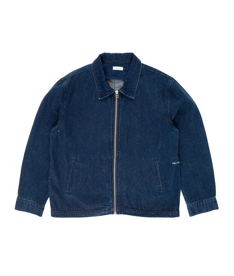denim full zip jacket rinsed denim Pop Trading Company