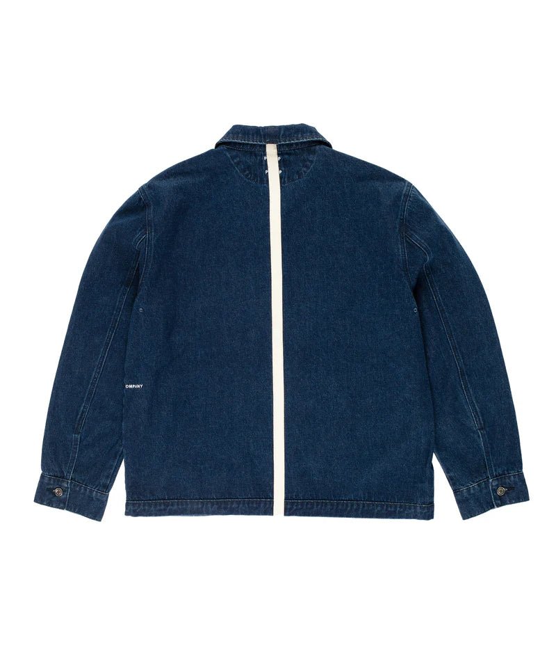denim full zip jacket rinsed denim Pop Trading Company