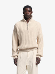 FISHERMAN QUARTER ZIP KNIT - Beige BRAM'S FRUIT - vue de face portée