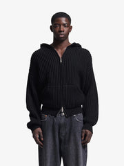 HOODED FISHERMAN KNIT - Black BRAM'S FRUIT - vue de face portée