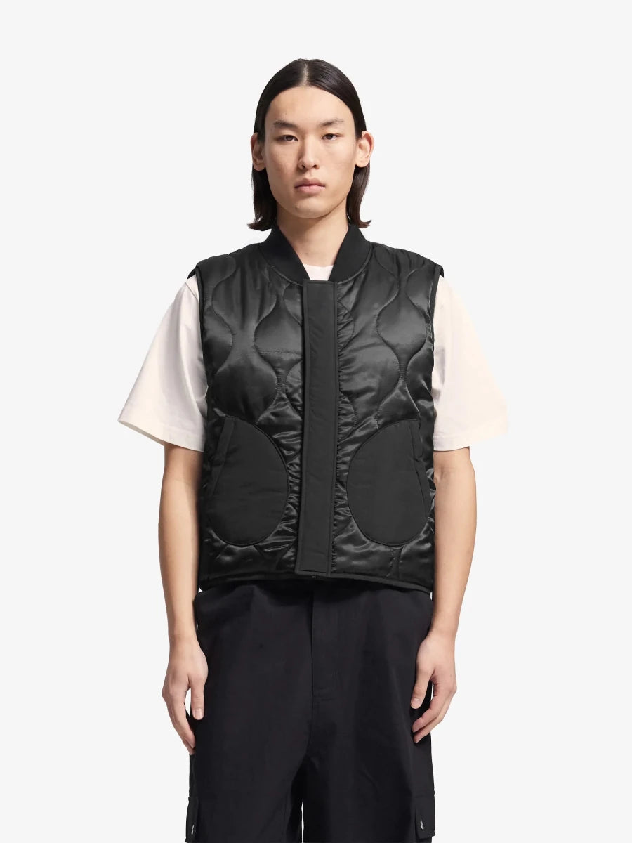 REVERSIBLE PADDED VEST - Black BRAM'S FRUIT - vue portée côté matelassé