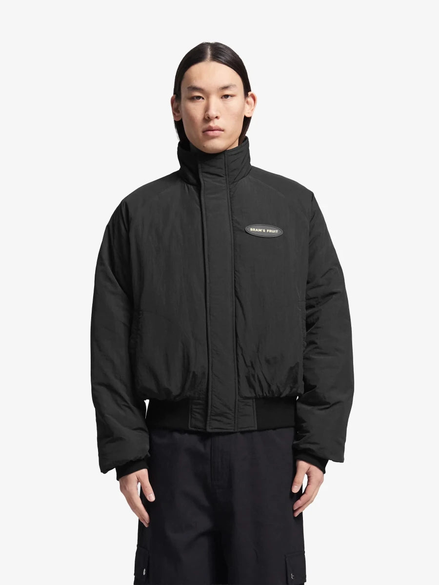 REVERSIBLE BOMBER JACKET - Black BRAM'S FRUIT - vue de face portée côté nylon