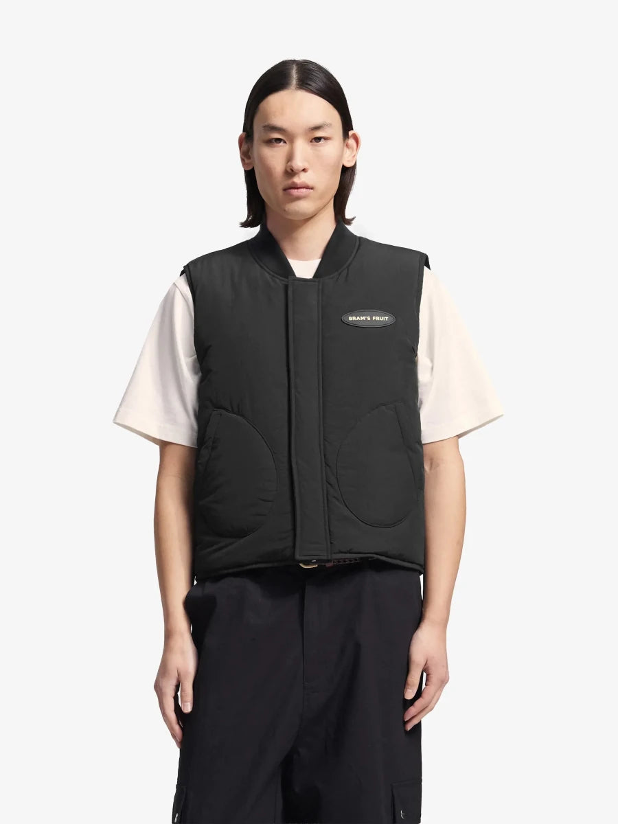 REVERSIBLE PADDED VEST - Black BRAM'S FRUIT - vue de face portée côté nylon