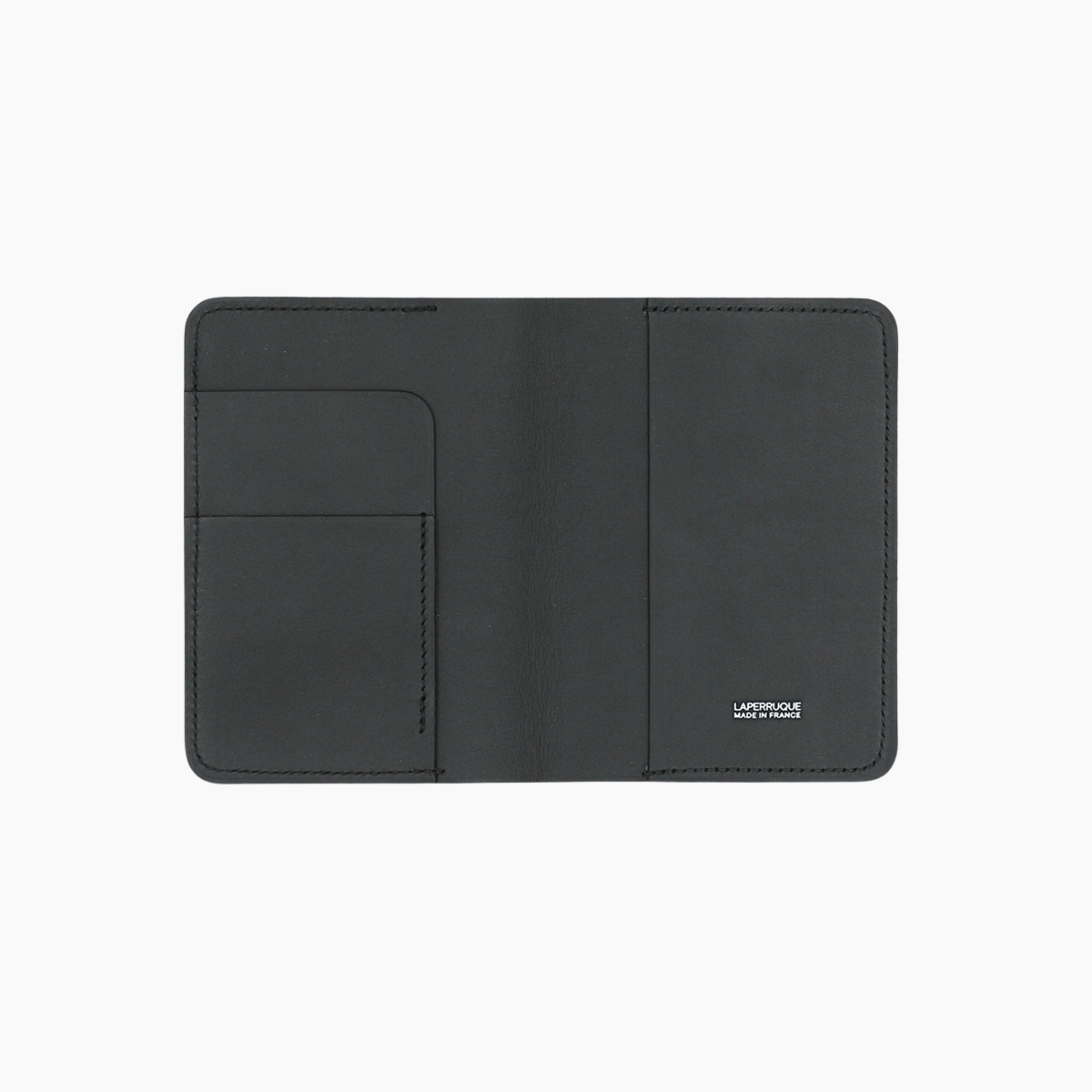 Passport Cover Black Baranil Calf Leather - Aura