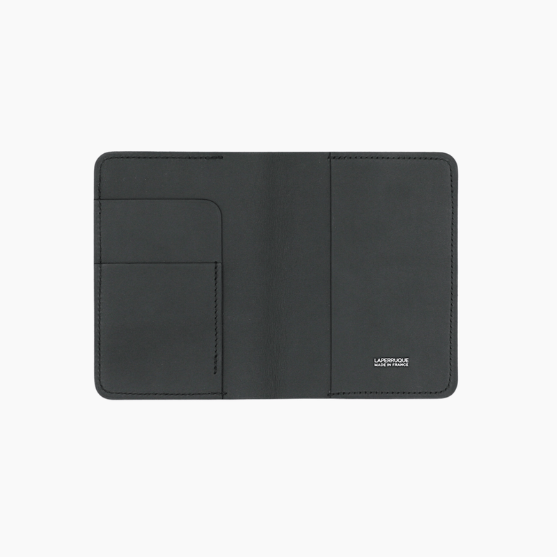 Passport Cover Black Baranil Calf Leather - Aura