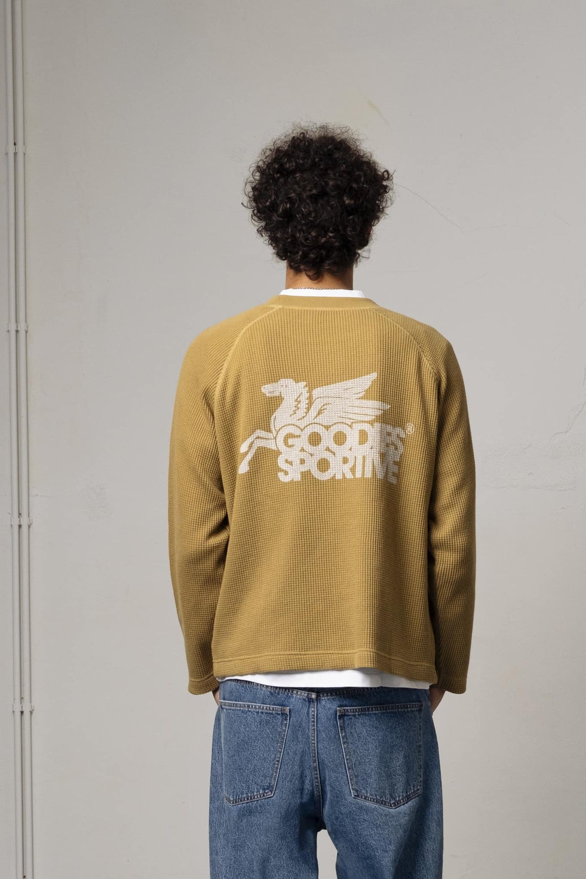 WAFFLE LONG SLEEVE - Olive Green GOODIES SPORTIVE - porté de dos — photo 2