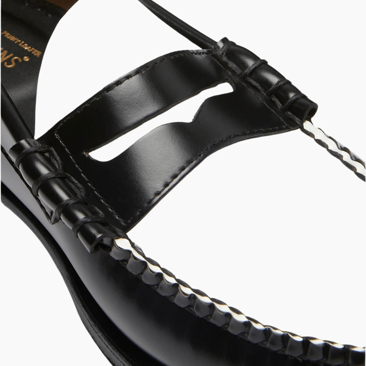 WEEJUN HERITAGE LARSON MOC PEN - Black & White G.H.BASS - détail cuir bicolore