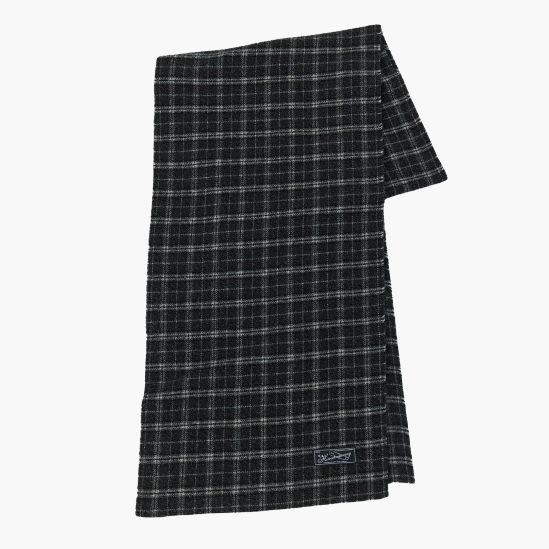 WOOL SCARF - Dark Grey Check Fuzz MFPEN