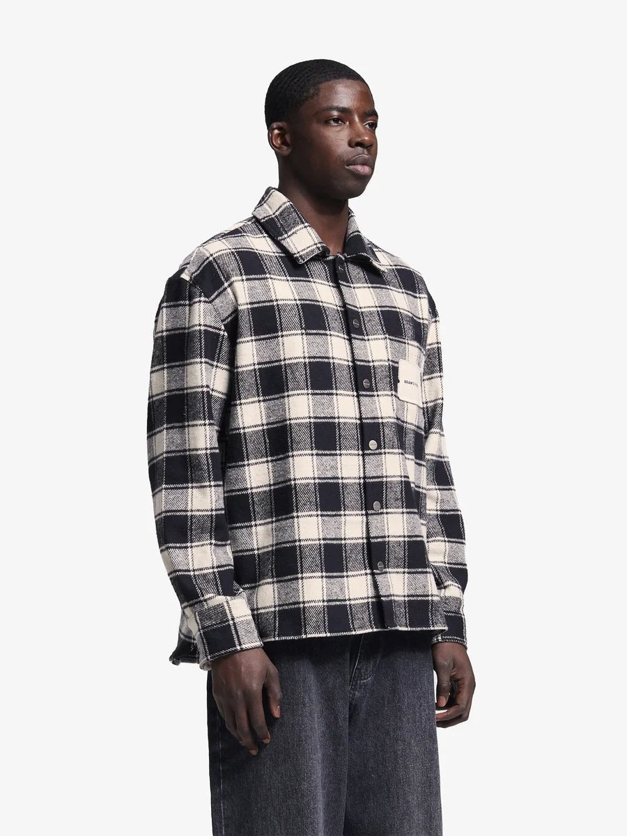 Flanel Overshirt Bram's Fruit black portée, vue de profil — photo 4