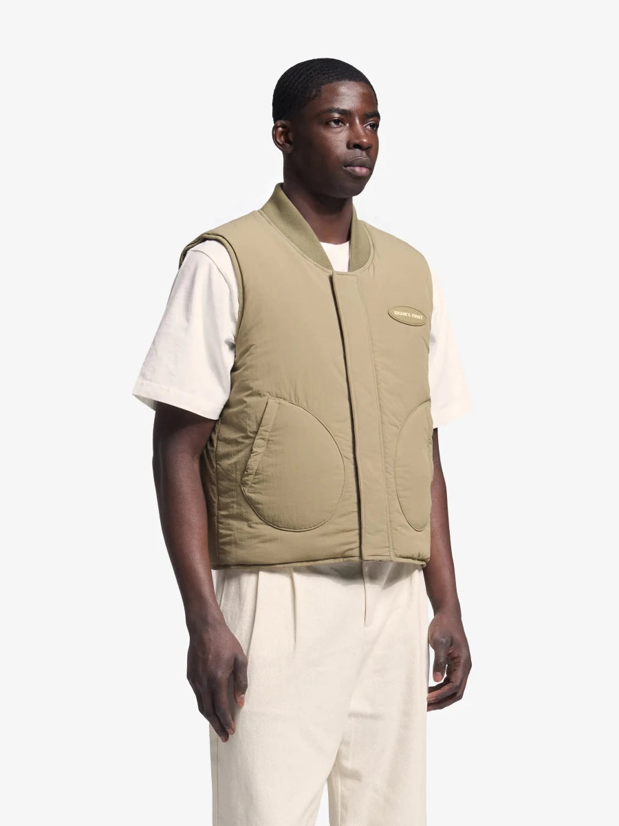 REVERSIBLE PADDED VEST - Olive Green BRAM'S FRUIT - vue de trois quarts portée
