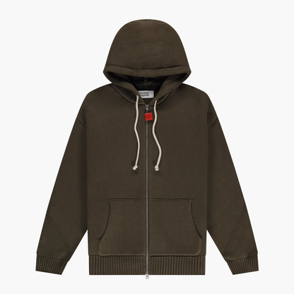 Chunky Knit Zip Up Hoodie - Acid Brown The New Original
