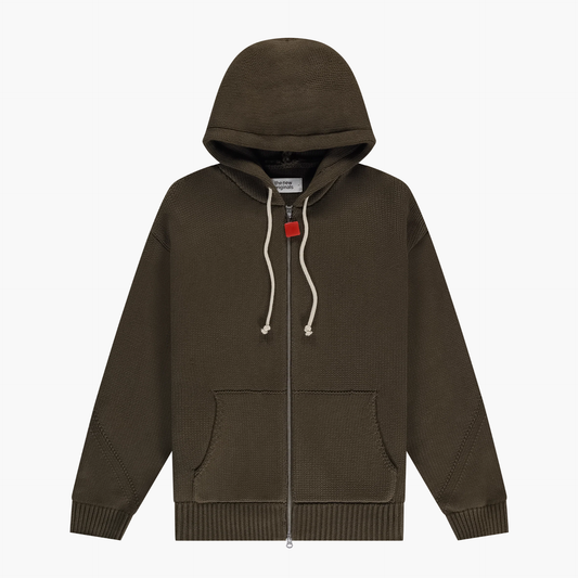 Chunky Knit Zip Up Hoodie - Acid Brown The New Original