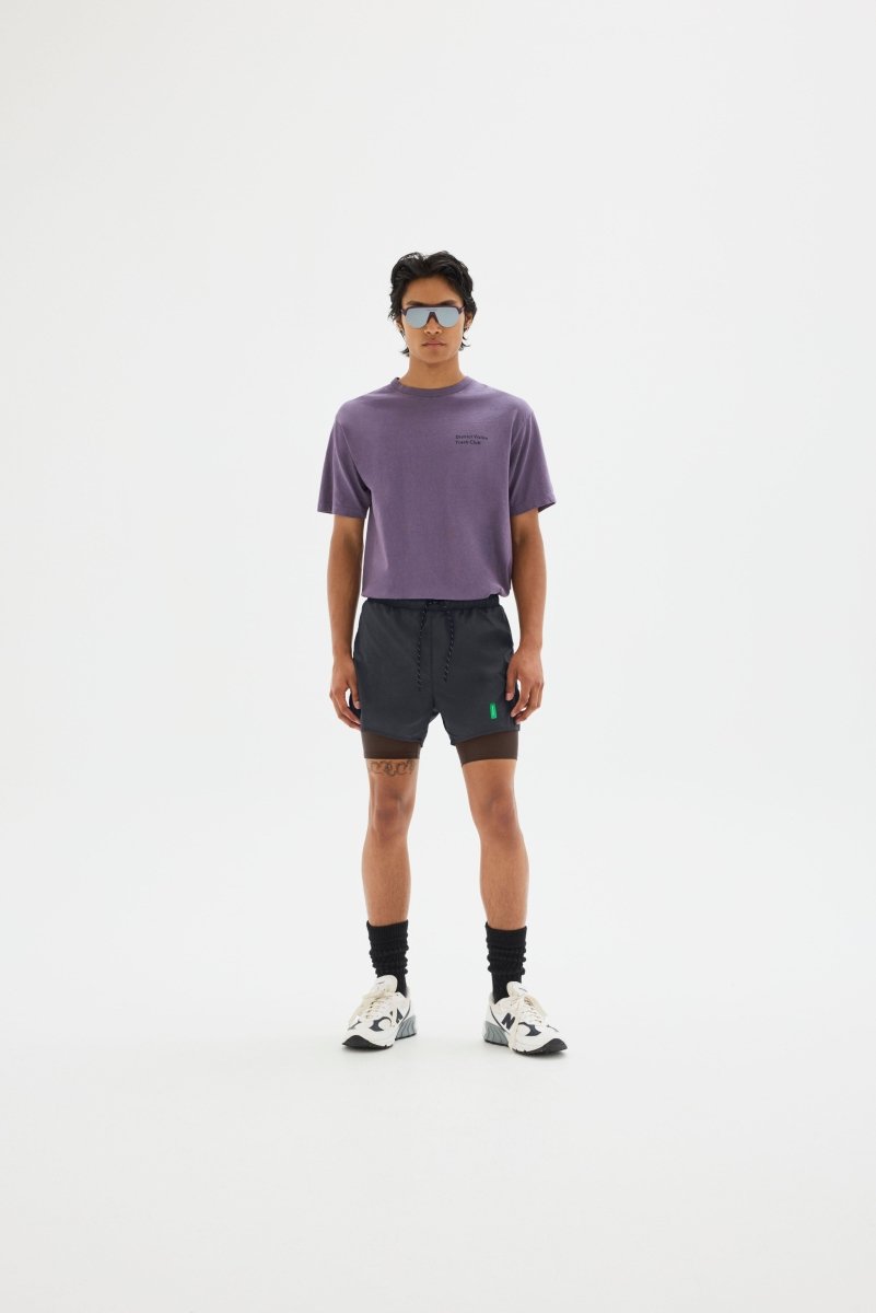CALIFORNIA COTTON TEE - Track Club Vintage Plum DISTRICT VISION - détail de la matière — photo 1
