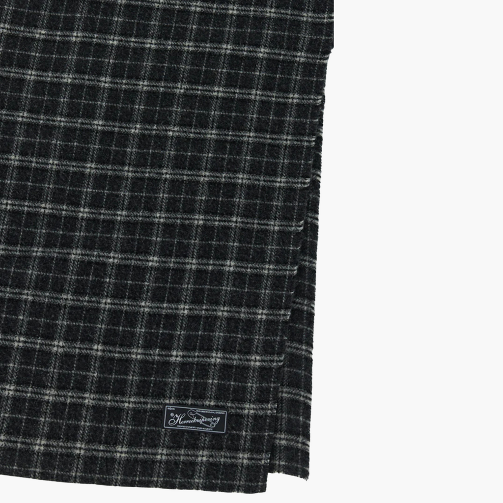 WOOL SCARF - Dark Grey Check Fuzz MFPEN