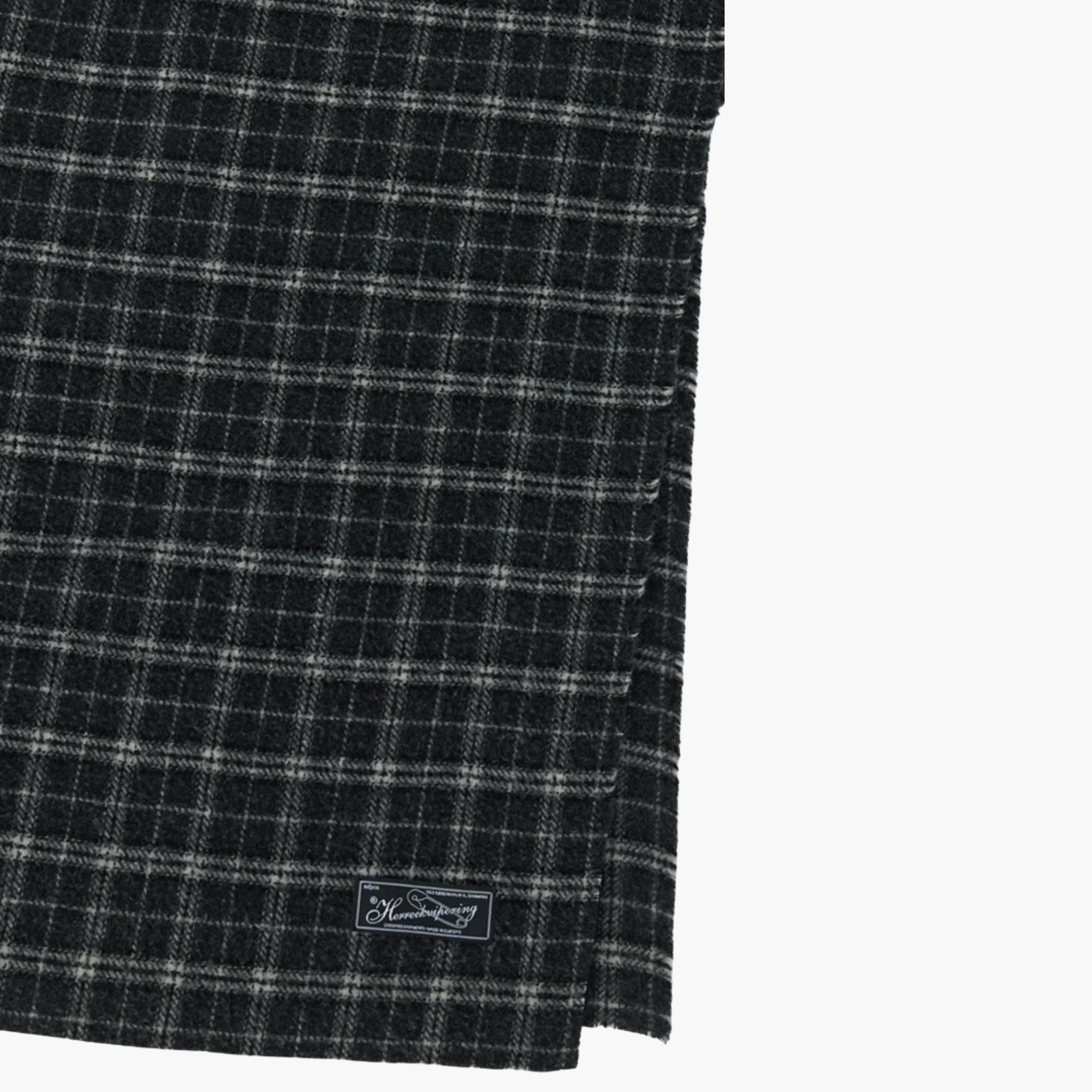 WOOL SCARF - Dark Grey Check Fuzz MFPEN