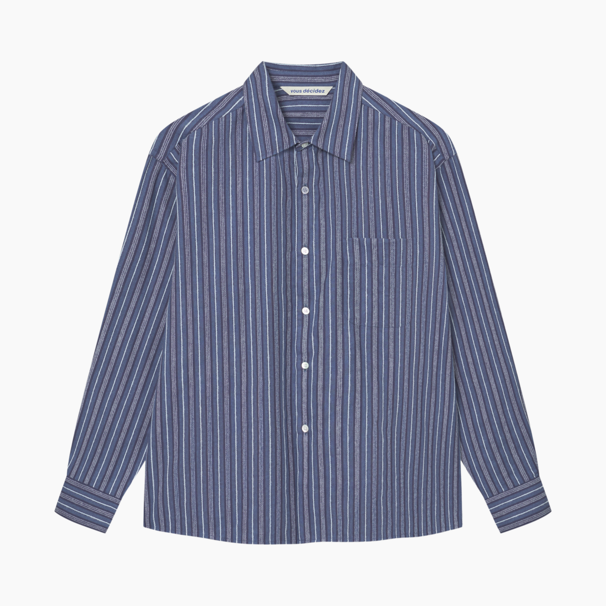FLAT SHIRT - NAVY / BLUE / WHITE STRIPE - Aura