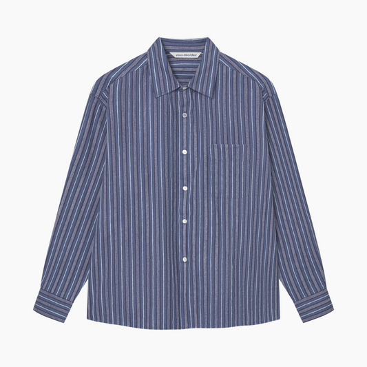 FLAT SHIRT - NAVY / BLUE / WHITE STRIPE - Aura