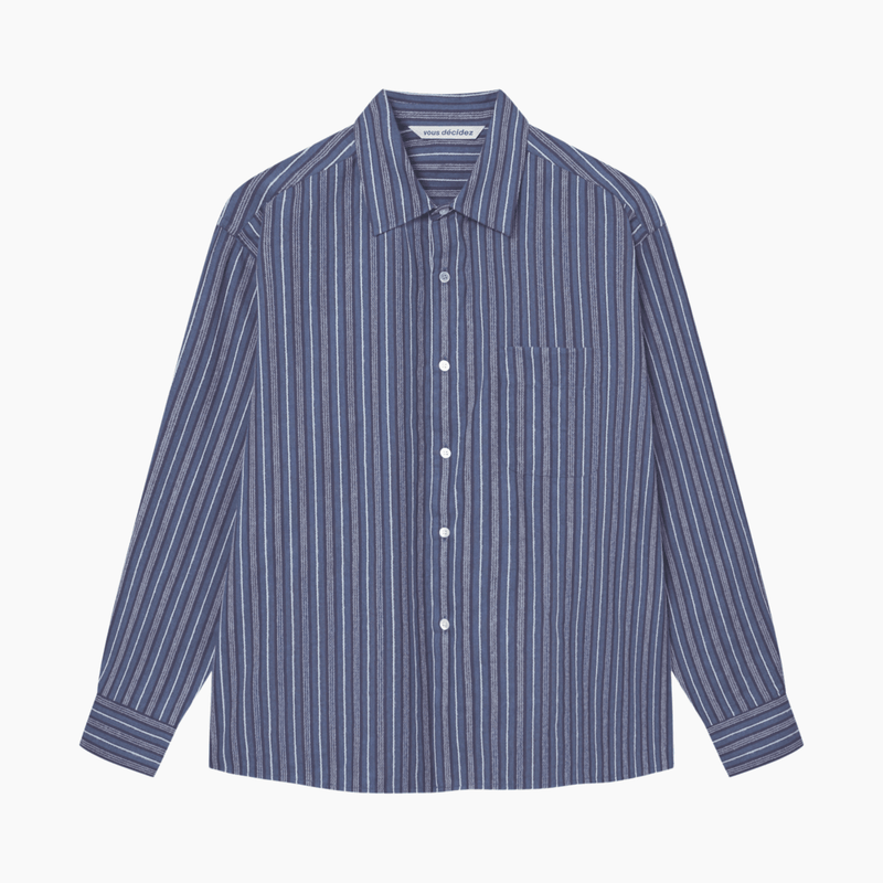 FLAT SHIRT - NAVY / BLUE / WHITE STRIPE - Aura