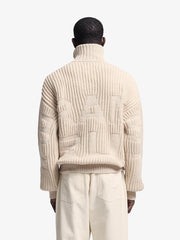FISHERMAN QUARTER ZIP KNIT - Beige BRAM'S FRUIT - vue de dos portée logo jacquard