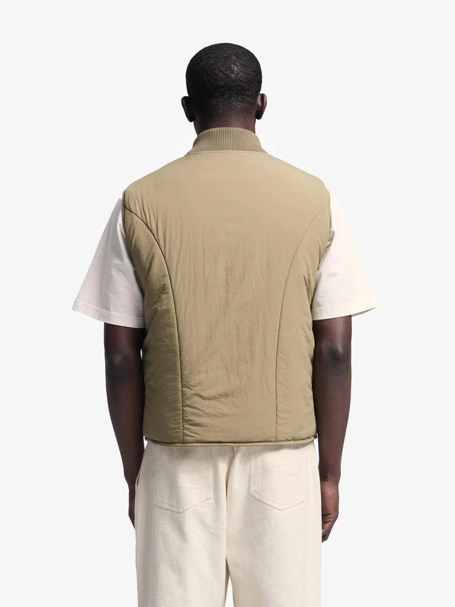 REVERSIBLE PADDED VEST - Olive Green BRAM'S FRUIT - vue de dos portée