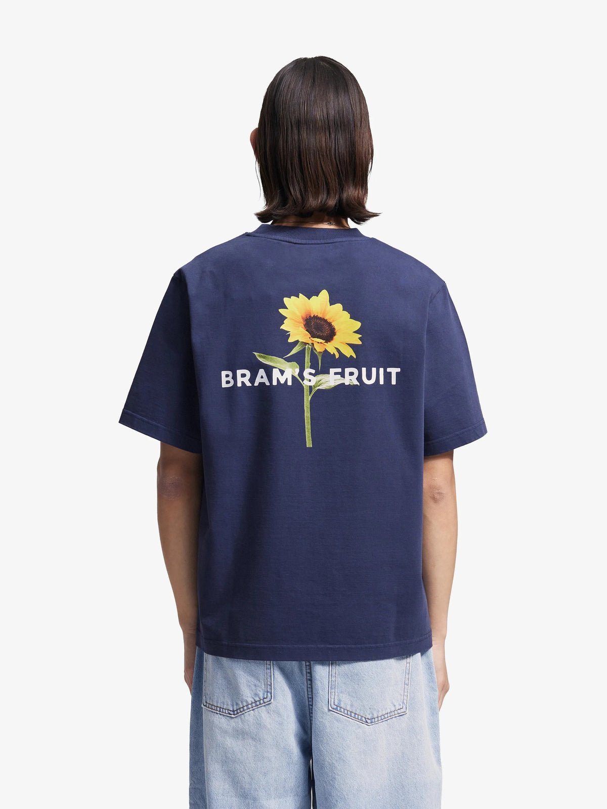 Sunflower T-shirt Bram's Fruit midnight blue porté, coupe loose — photo 3