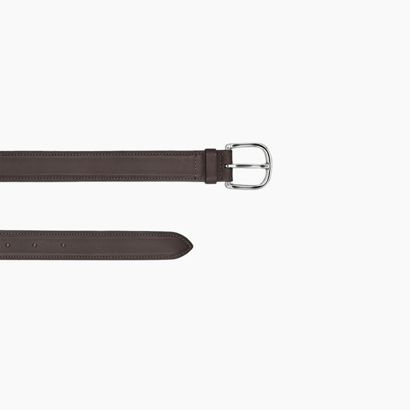 Formal Belt Chocolate Baranil Calf With Silver Buckle - Aura