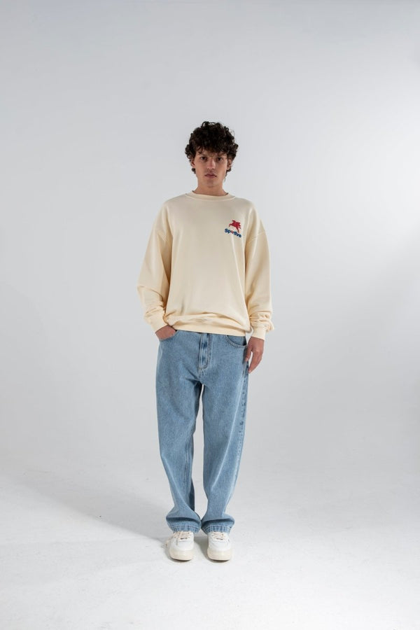 Goodies Sportive 550G Pegasus butter crewneck porté de face