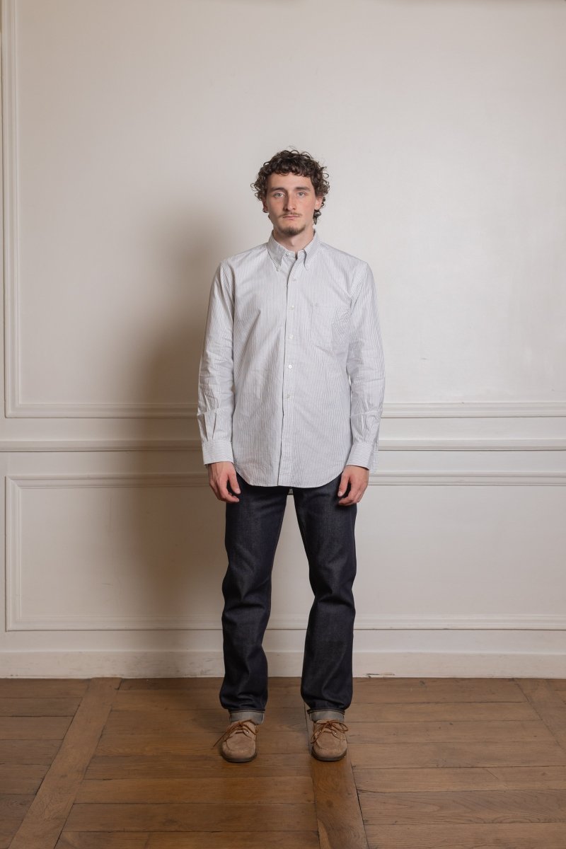 Vintage Ivy University ST Gray - Kamakura Shirt - vue de face portée