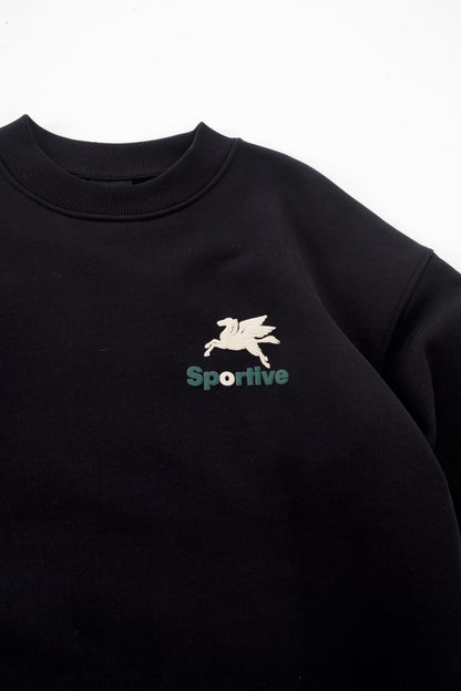 550G Premium black crewneck puff sprint - Aura